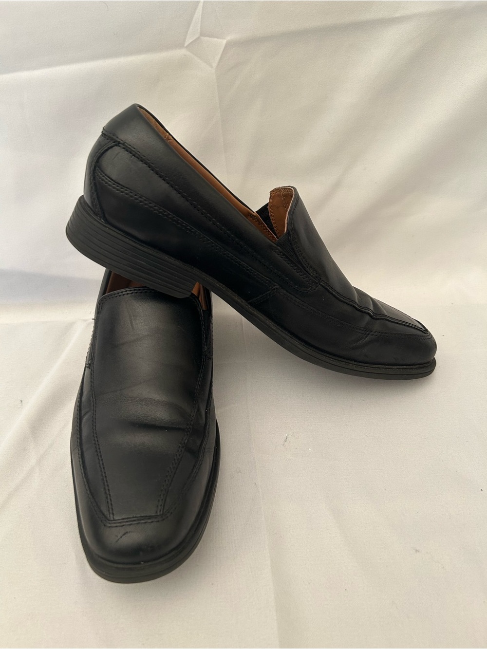 Clarks Black Leather Slip-On Dress Loafers
